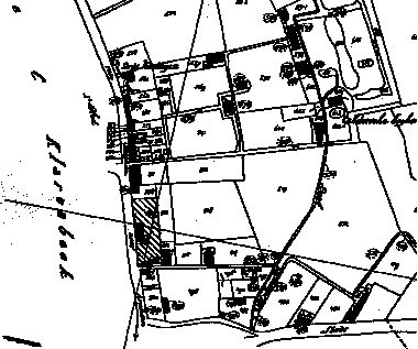Kaart Spijkerkwartier 1832, het huis van Lorentz is gearceerd weergegeven.